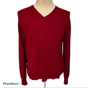 MAC ALAN VINTAGE SWEATER V-NECK RED CASHMERE No Size tag M L Fit